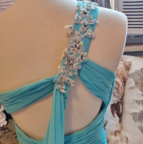 Sea blue prom dress - Picture 4 of 5